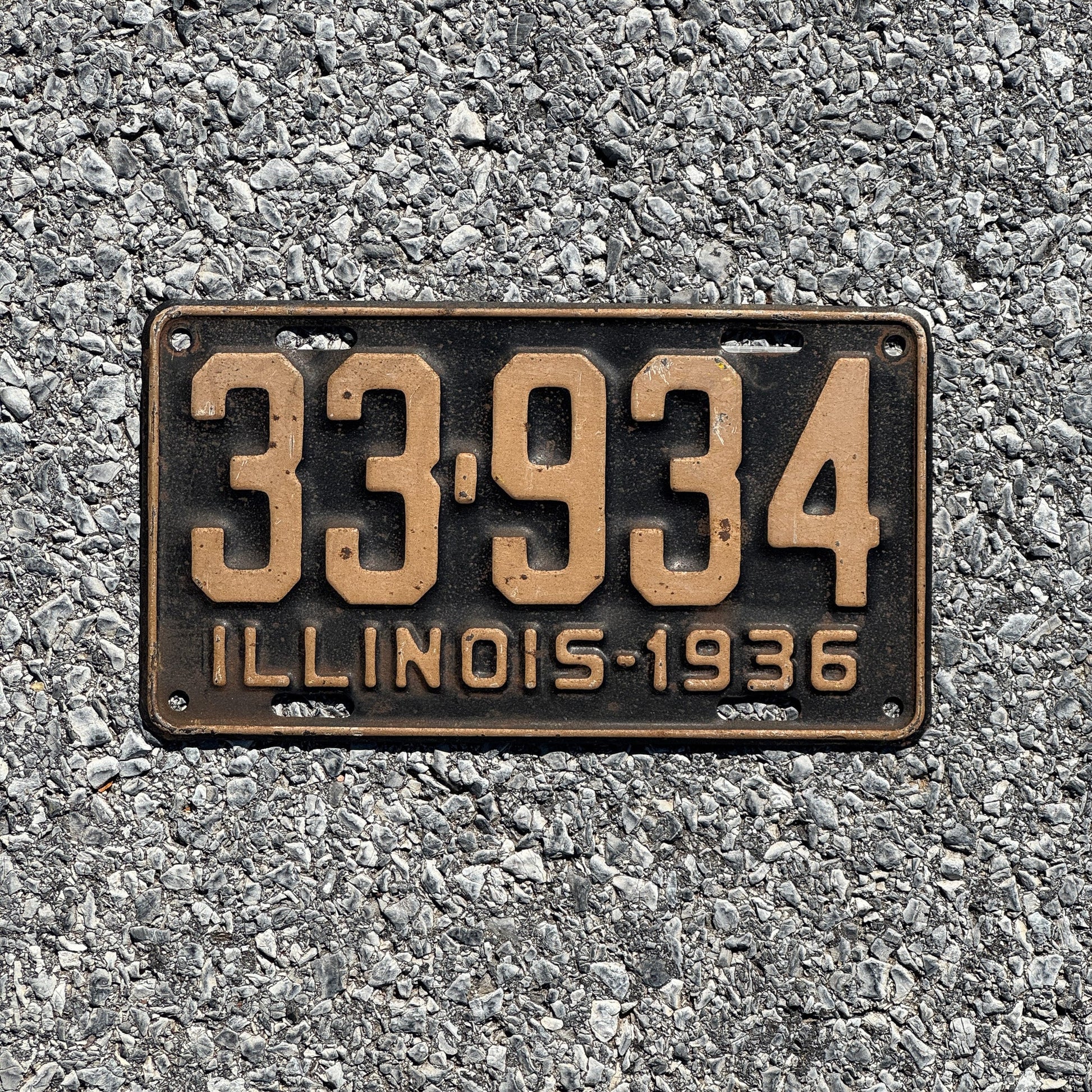 Photo of a 1936 Illinois License Plate Auto Tag Garage Decor Vintage 33934