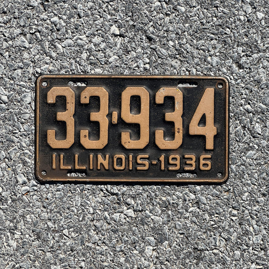 Photo of a 1936 Illinois License Plate Auto Tag Garage Decor Vintage 33934