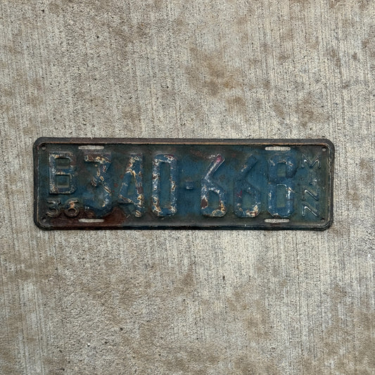 Photo of a 1936 Minnesota License Plate Auto Tag Garage Decor Vintage 340 668 with original patina