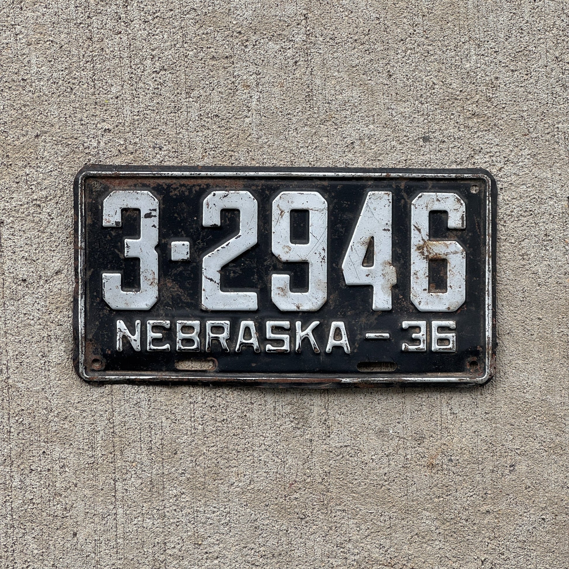 Photo of a 1936 Nebraska License Plate Auto Tag Garage Decor Vintage 3 2946
