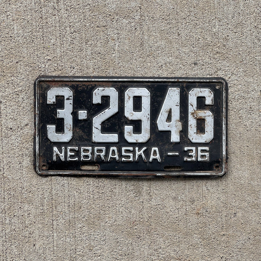 Photo of a 1936 Nebraska License Plate Auto Tag Garage Decor Vintage 3 2946