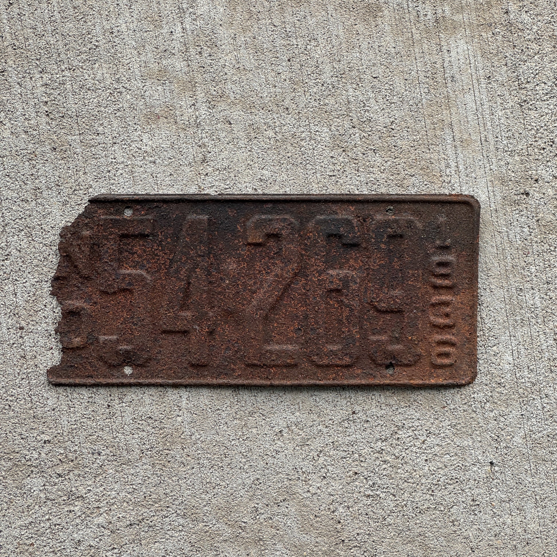 Photo of a 1936 North Dakota License Plate Auto Tag 2 Vintage Garage 54 269 with original patina