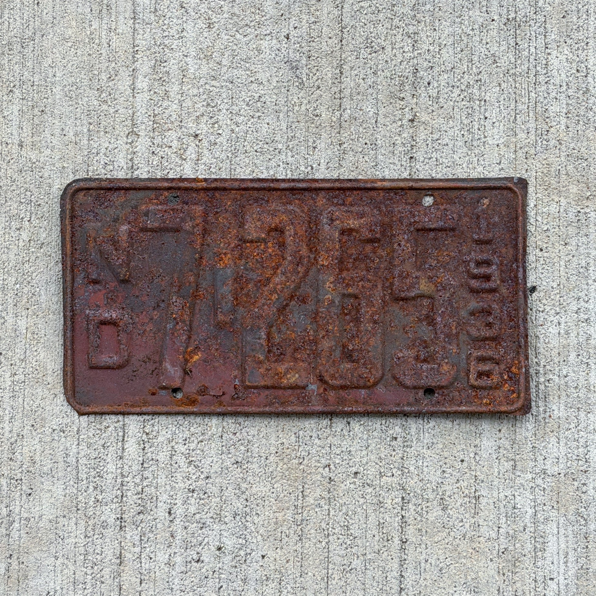 Photo of a 1936 North Dakota License Plate Auto Tag Garage Decor Vintage 7265 with original patina