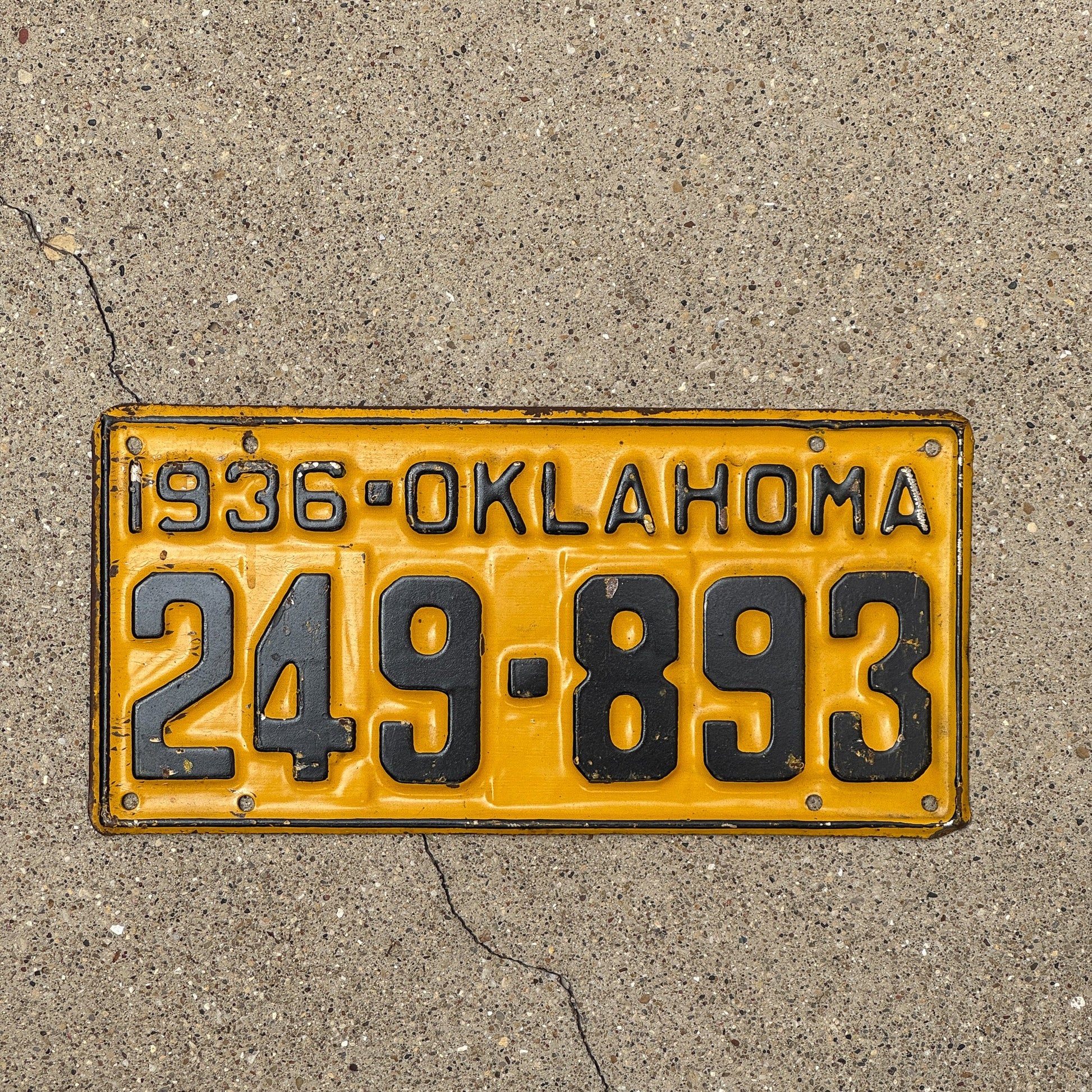 Photo of a 1936 Oklahoma License Plate Auto Tag Garage Decor Vintage 249 893