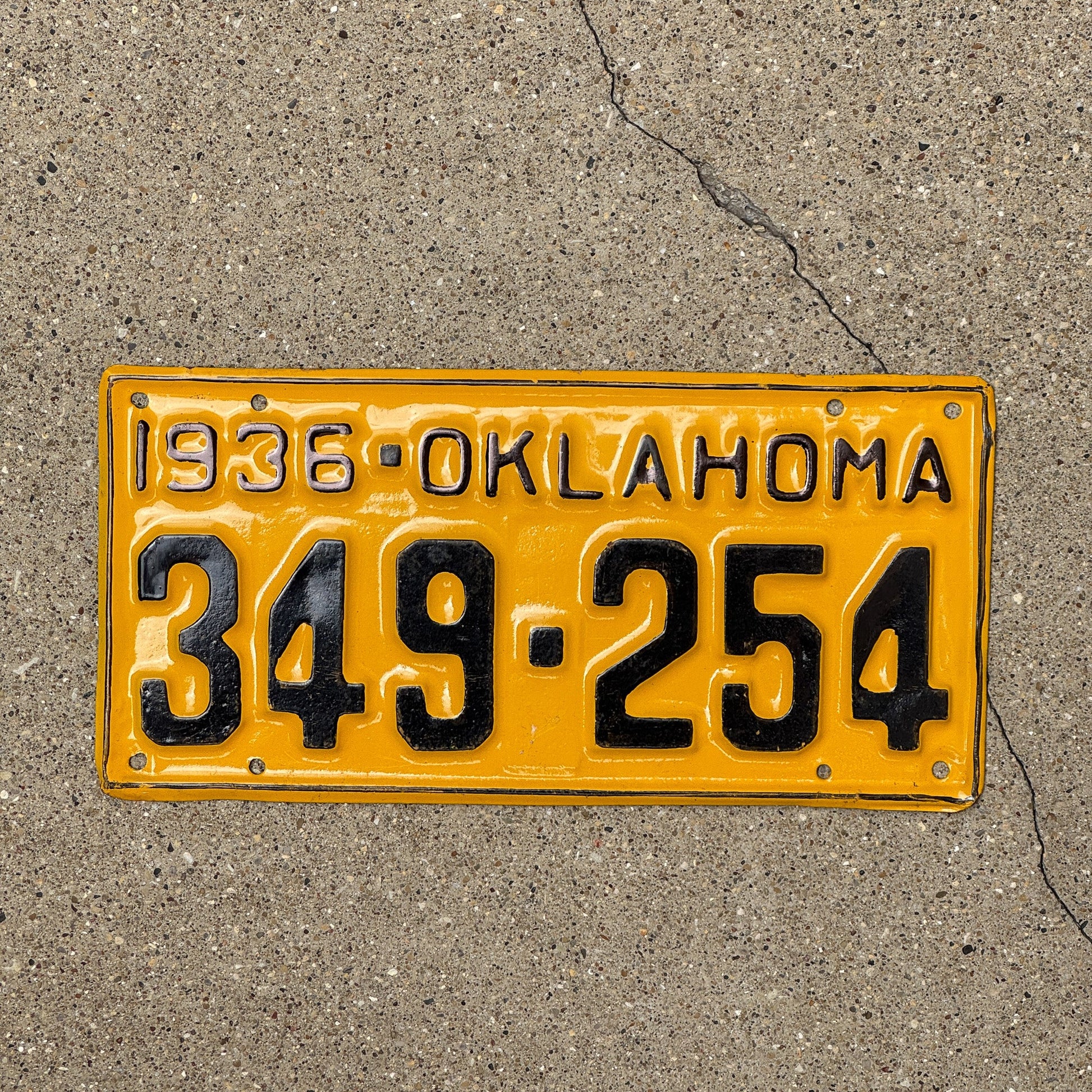 Photo of a 1936 Oklahoma License Plate Auto Tag Garage Decor Vintage 349 254