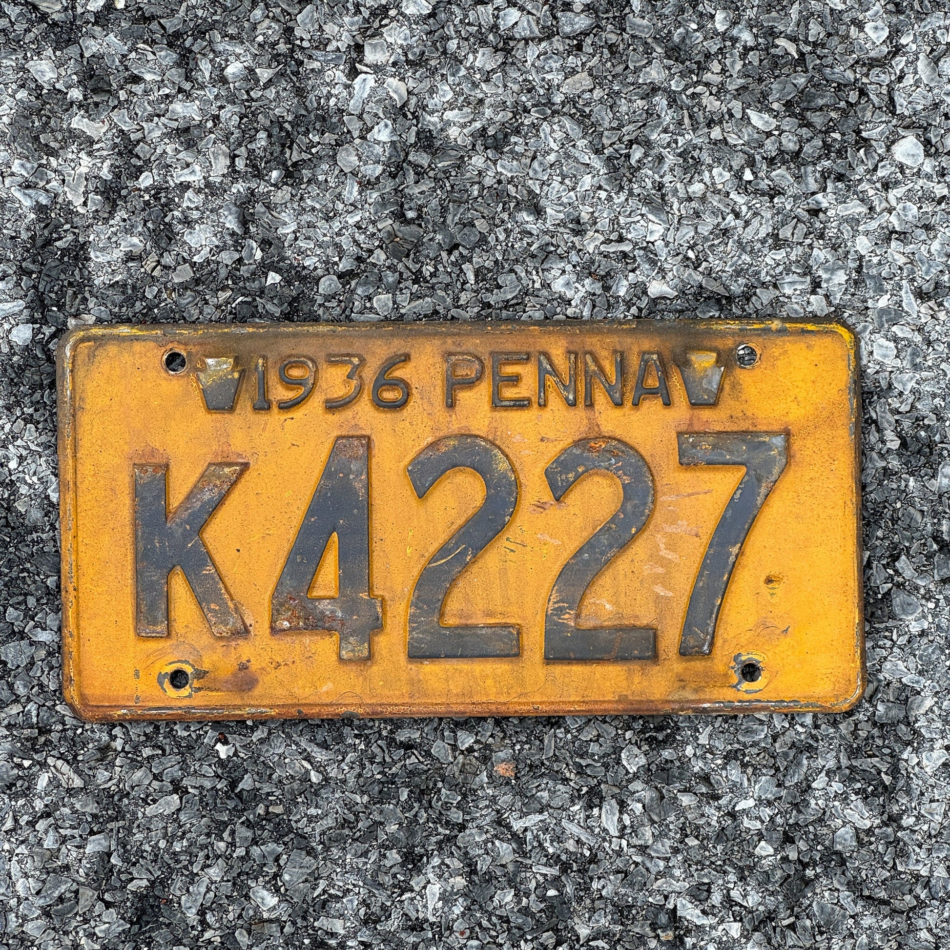 Photo of a 1936 Pennsylvania License Plate Auto Tag Garage Decor Vintage K4227