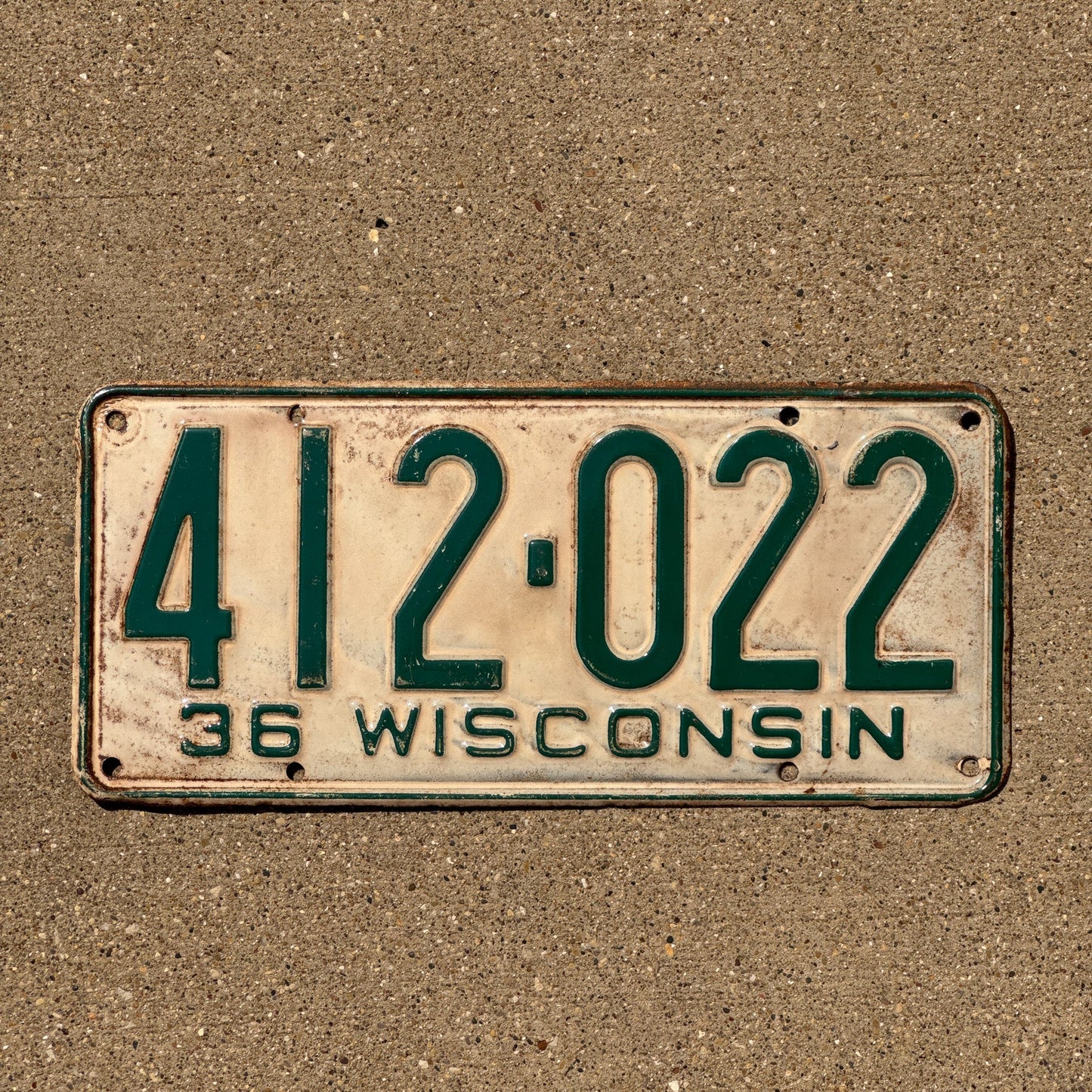 Photo of a 1936 Wisconsin License Plate Auto Tag Garage Decor Vintage 412 022