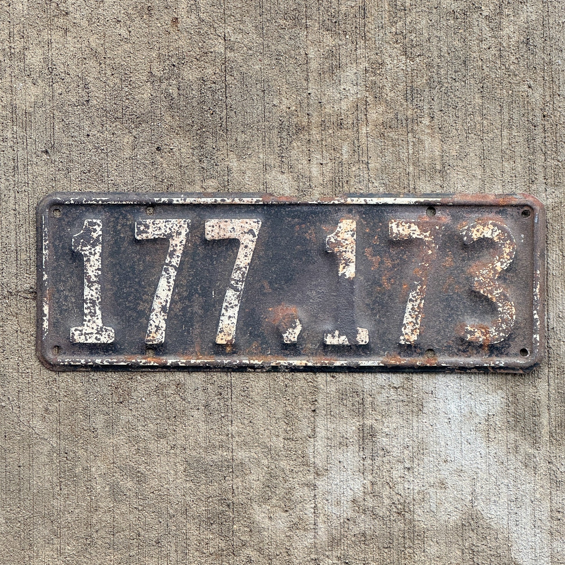 Photo of a 1937 1938 New Zealand License Plate Auto Tag Garage Decor Vintage 177 173 with original patina