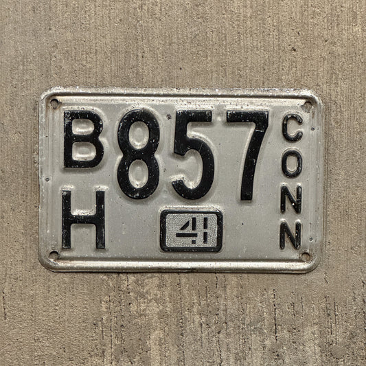 Photo of a 1937 1941 Connecticut License Plate Auto Tag Garage Decor Vintage BH 857 with original patina