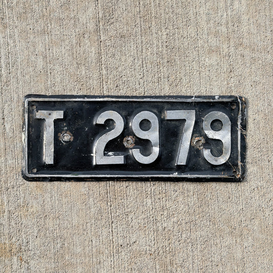 Photo of a 1937 1973 Jamaica License Plate Auto Tag Garage Decor Vintage Manchester Parish T 2979 with original patina