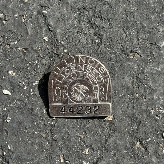 Photo of a 1937 Chauffeur Badge Illinois Chauffeur Badge Auto Tag Garage Decor Vintage
 44232 with original patina