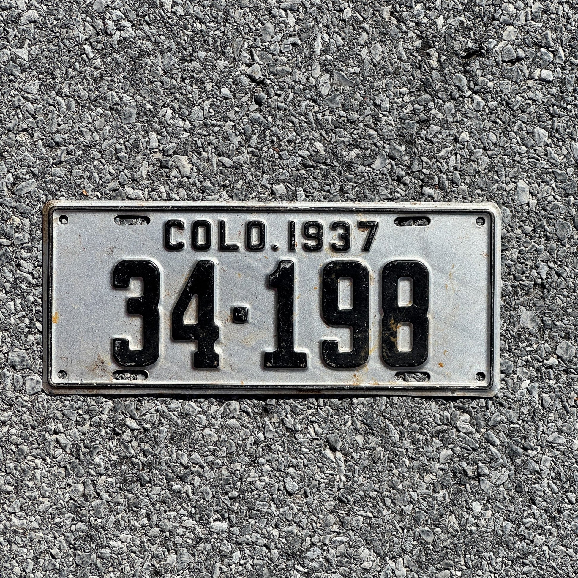 Photo of a 1937 Colorado License Plate Auto Tag Garage Decor Vintage 34 198