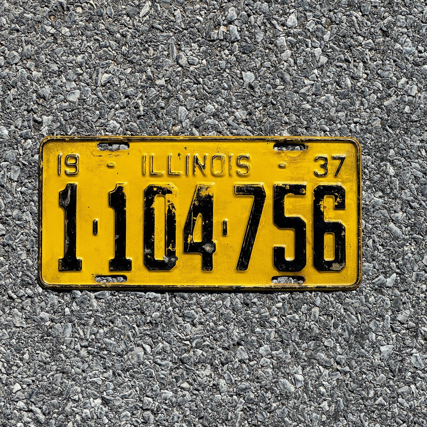 Photo of a 1937 Illinois License Plate Auto Tag Garage Decor Vintage 1104756