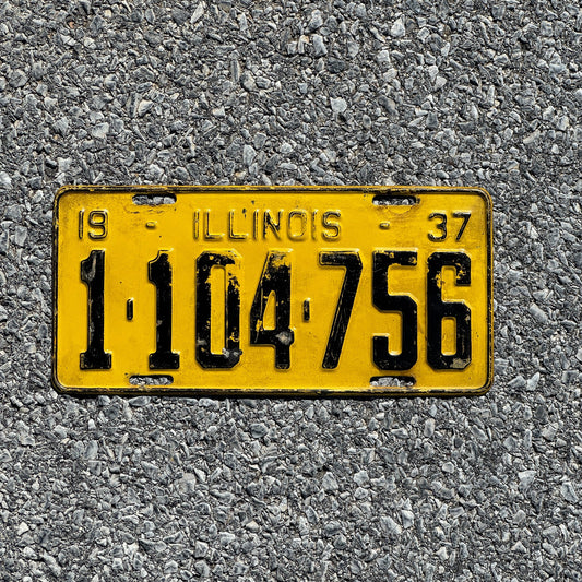 Photo of a 1937 Illinois License Plate Auto Tag Garage Decor Vintage 1104756