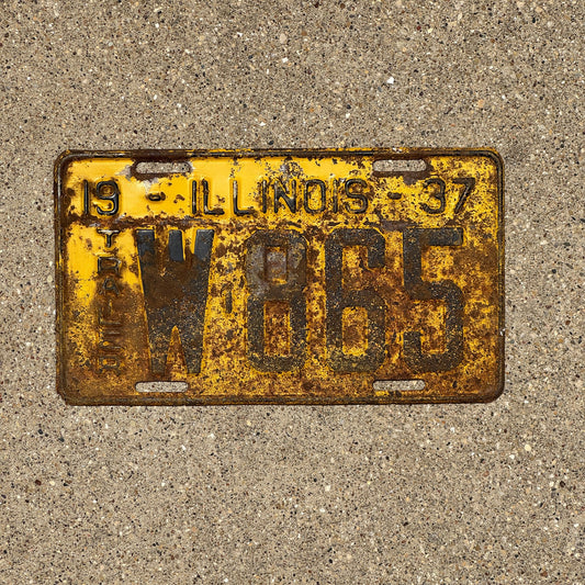 Photo of a 1937 Illinois Trailer License Plate Auto Tag Garage Decor Vintage W 865