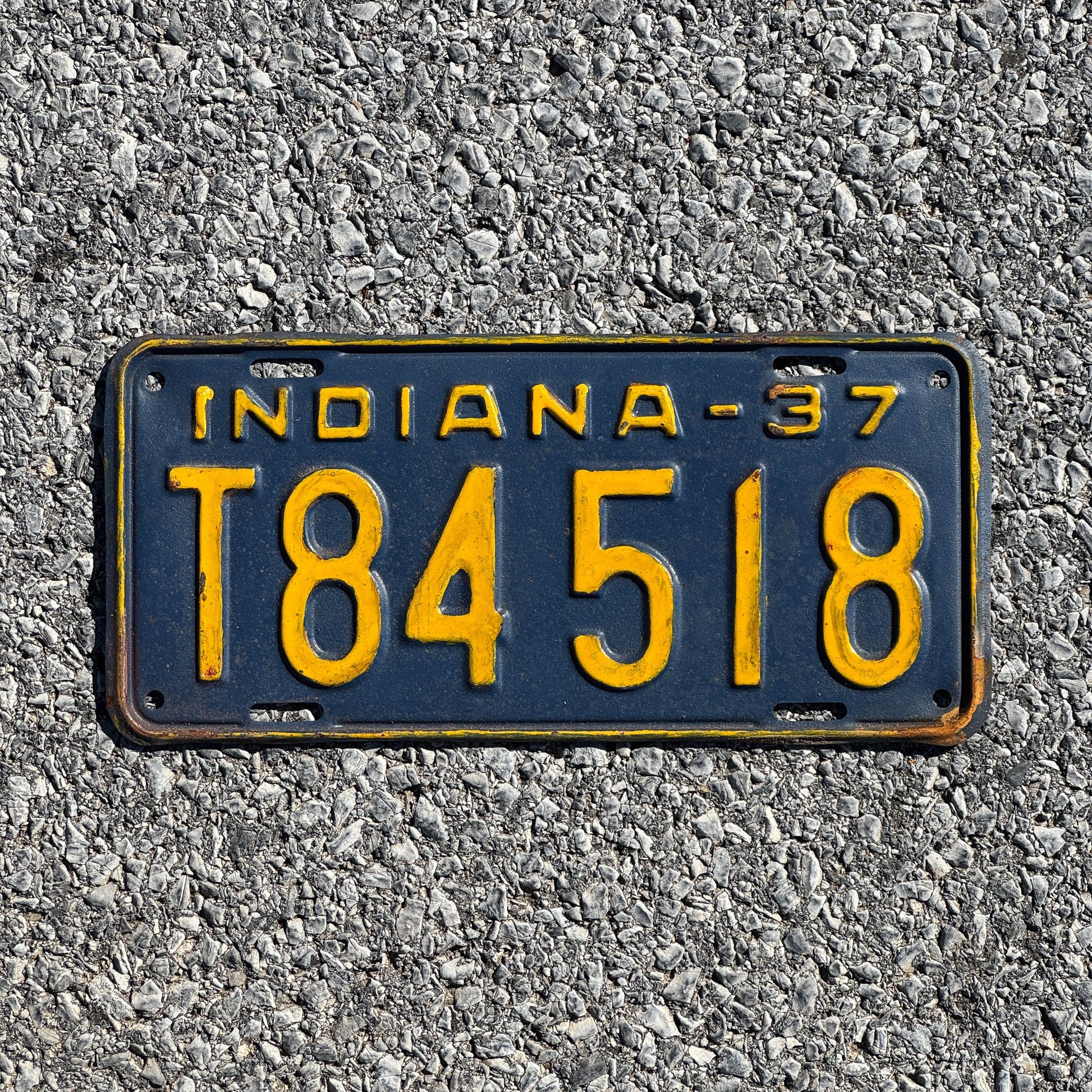 Photo of a 1937 Indiana Truck License Plate Auto Tag Garage Decor Vintage T 84518
