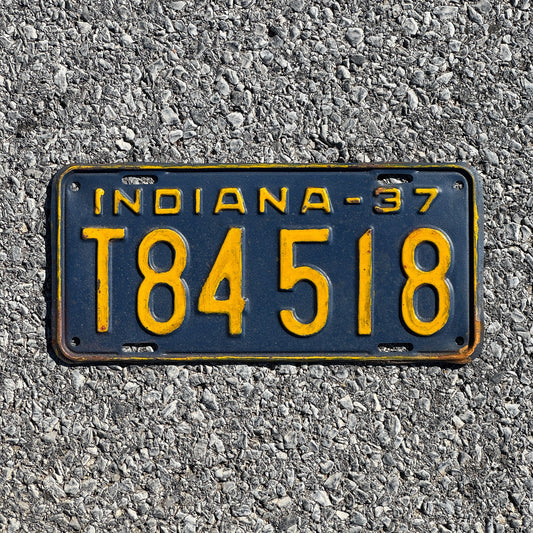 Photo of a 1937 Indiana Truck License Plate Auto Tag Garage Decor Vintage T 84518