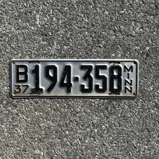 Photo of a 1937 Minnesota License Plate Auto Tag Garage Decor Vintage B 194 358