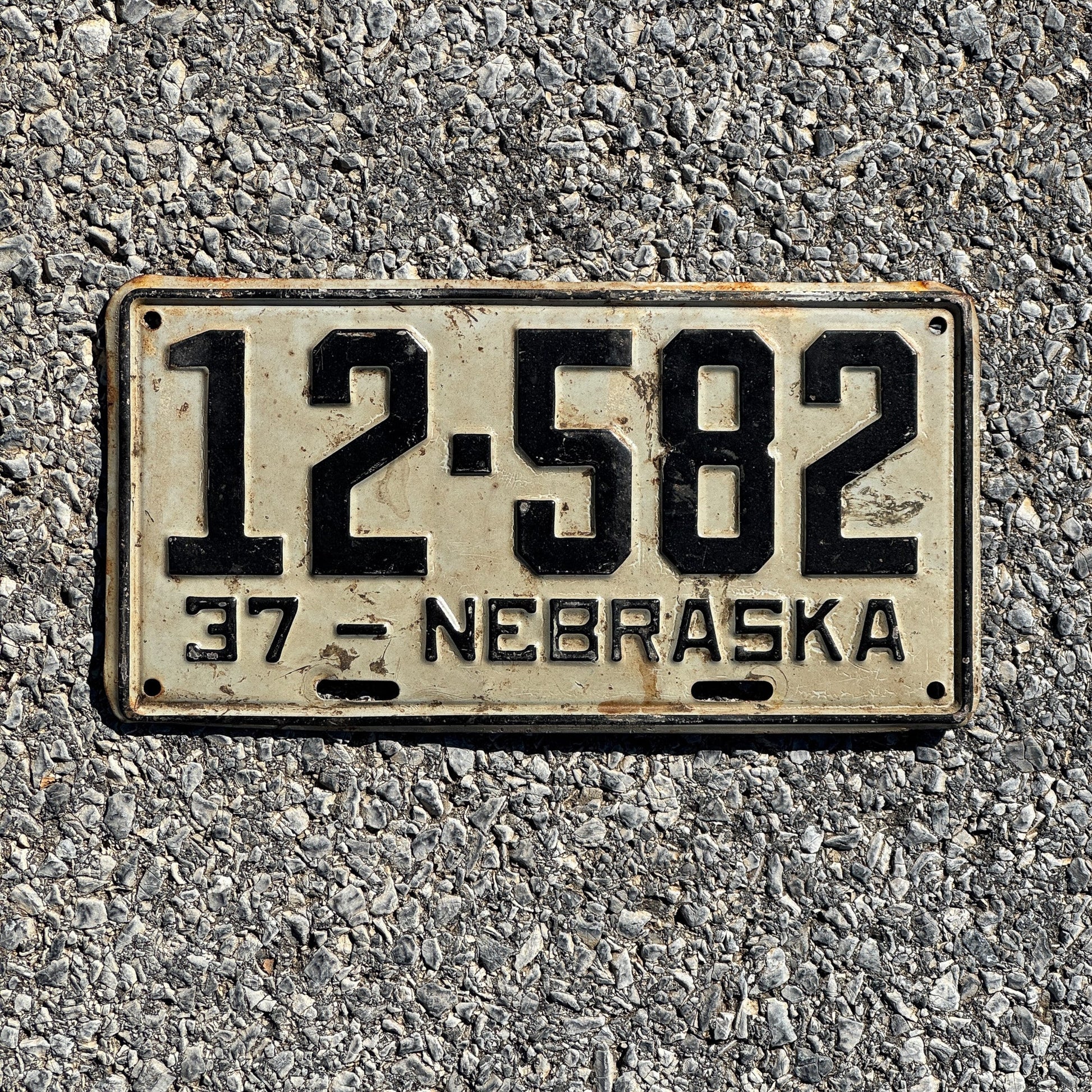Photo of a 1937 Nebraska License Plate Auto Tag Garage Decor Vintage 12 582