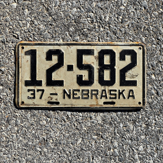 Photo of a 1937 Nebraska License Plate Auto Tag Garage Decor Vintage 12 582
