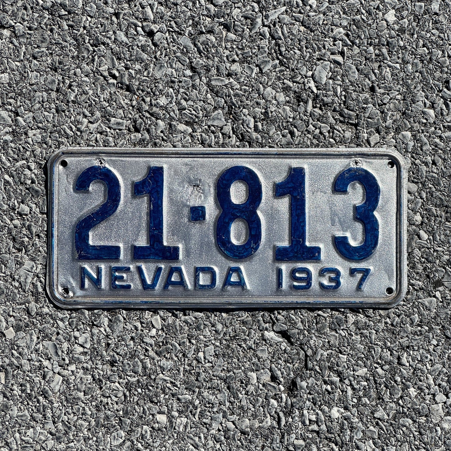 Photo of a 1937 Nevada License Plate Auto Tag Garage Decor Vintage 21 813