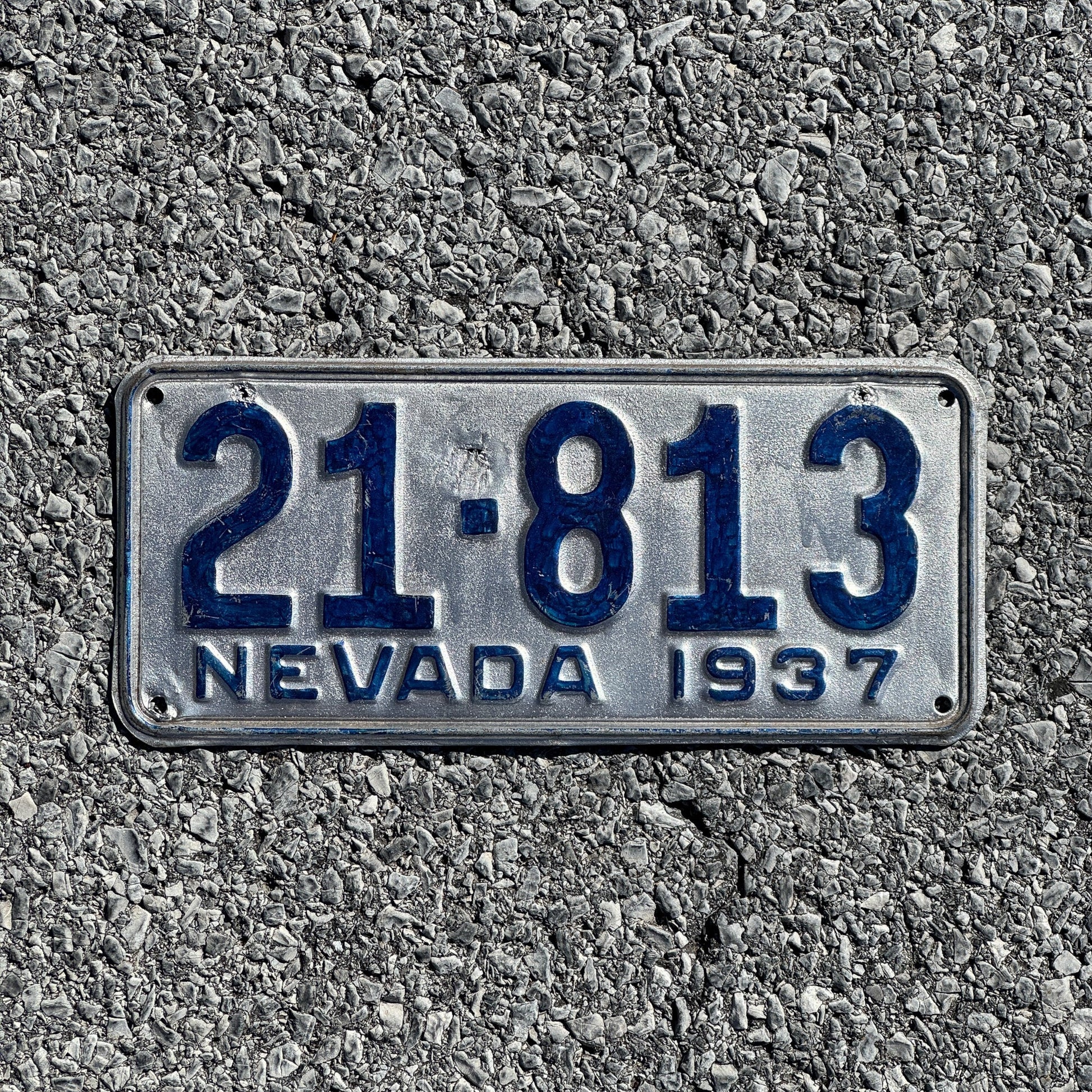 Photo of a 1937 Nevada License Plate Auto Tag Garage Decor Vintage 21 813