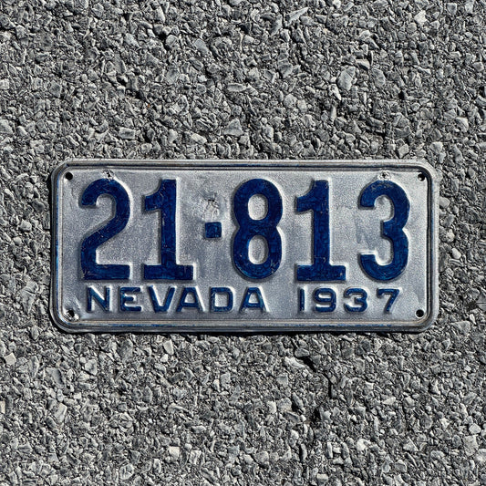 Photo of a 1937 Nevada License Plate Auto Tag Garage Decor Vintage 21 813