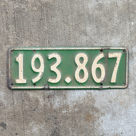 Photo of a 1938 1939 New Zealand License Plate Auto Tag Garage Decor Vintage 193 867 with original patina