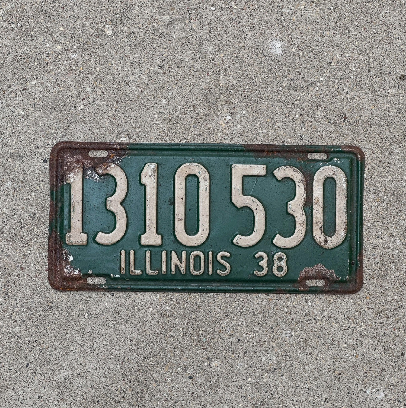 Photo of a 1938 Illinois License Plate Auto Tag Garage Decor Vintage 1310 530
