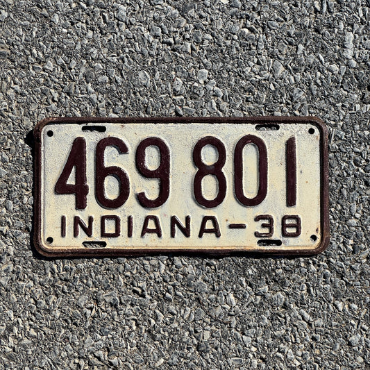 Photo of a 1938 Indiana License Plate Auto Tag Garage Decor Vintage 469801