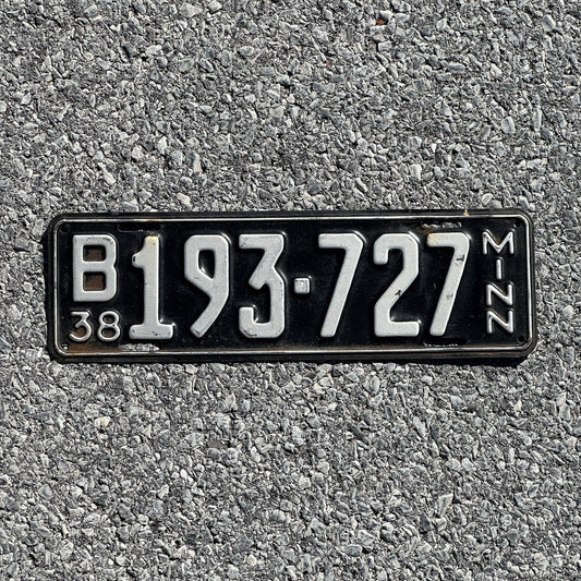 Photo of a 1938 Minnesota License Plate Auto Tag Garage Decor Vintage B 193 727