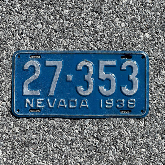 Photo of a 1938 Nevada License Plate Auto Tag Garage Decor Vintage 27 353