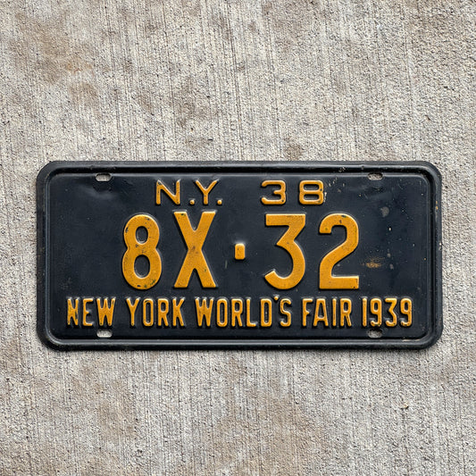 Photo of a 1938 New York License Plate Auto Tag Garage Decor Vintage High Quality 8X 32 with original patina
