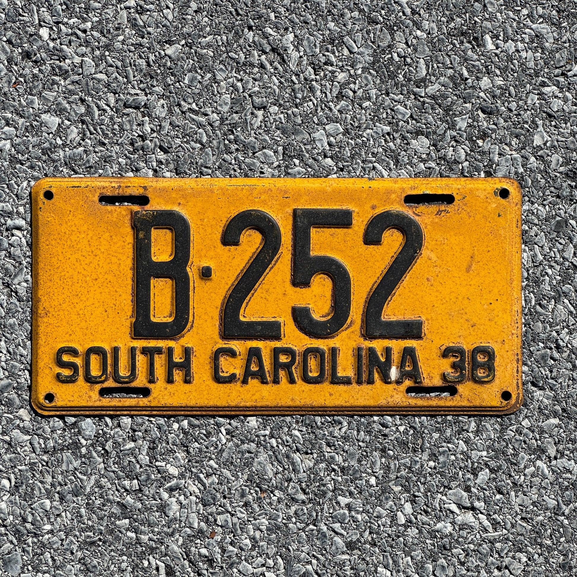 Photo of a 1938 South Carolina License Plate Auto Tag Garage Decor Vintage B 252
