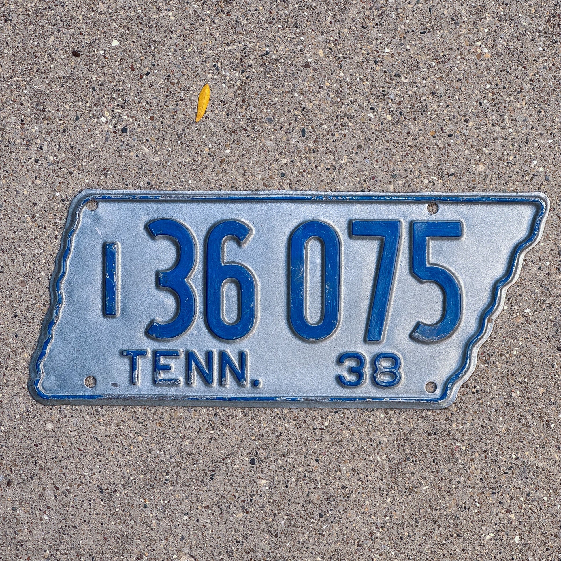 Photo of a 1938 Tennessee Truck License Plate Auto Tag Garage Decor Vintage State Shape 1 36075