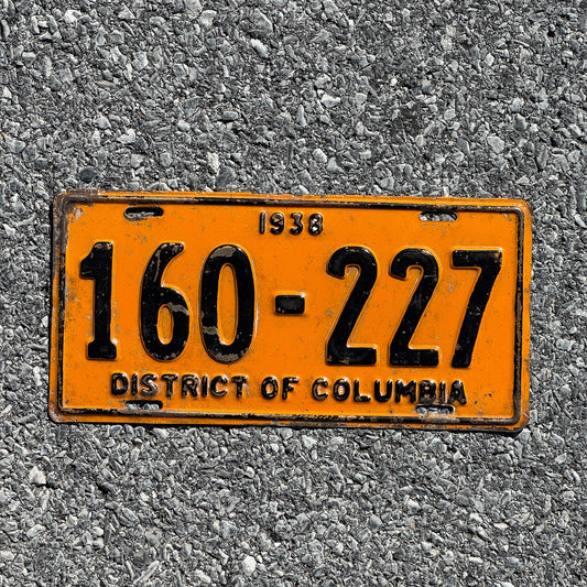 Photo of a 1938 Washington DC License Plate Auto Tag Garage Decor Vintage 160 227