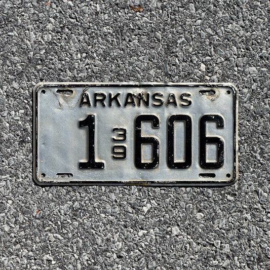 Photo of a 1939 Arkansas License Plate Auto Tag Garage Decor Vintage Four Digit Low Number 1606