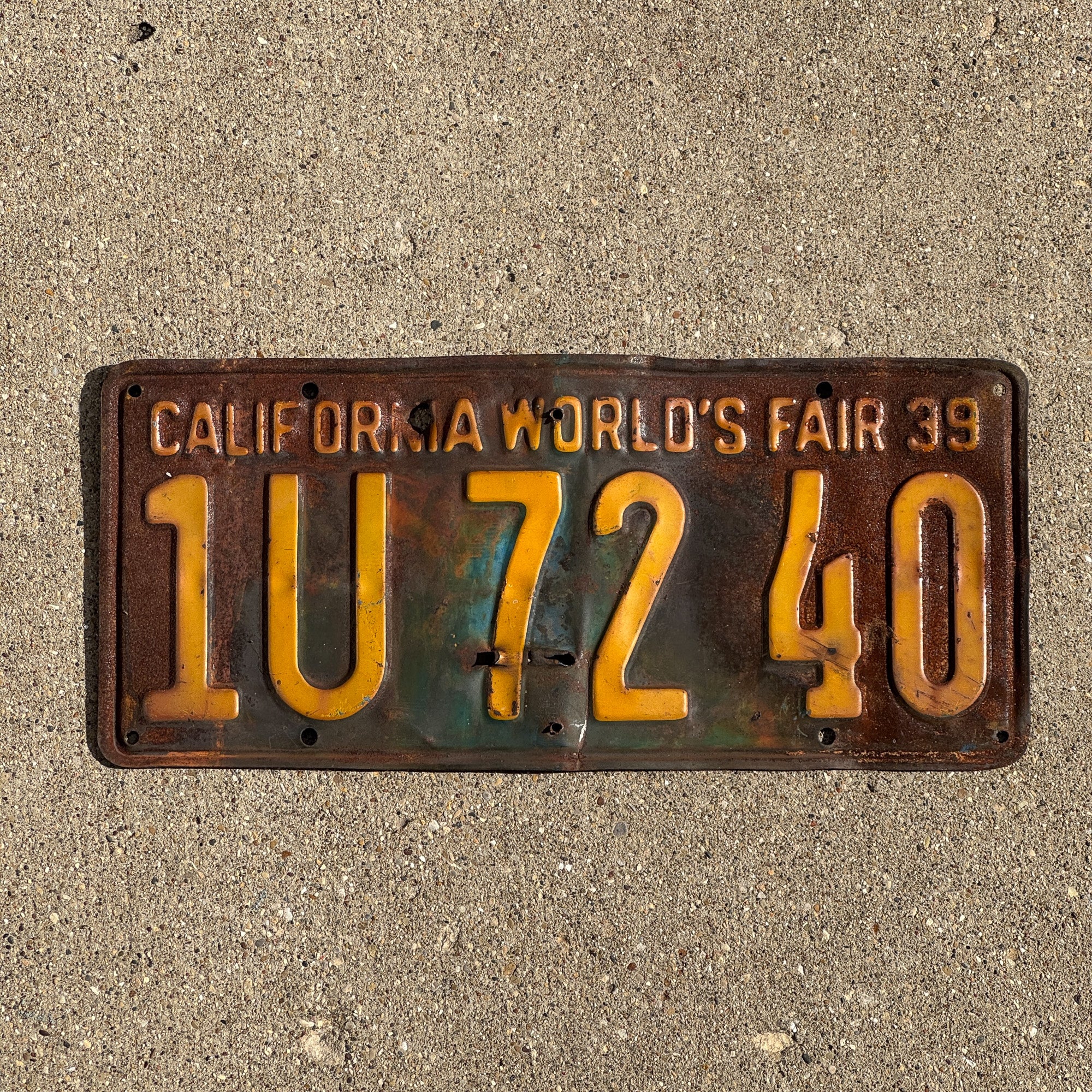 First California Tag 1939 California License Plate Auto Tag 1U 7240 – License Plate ...