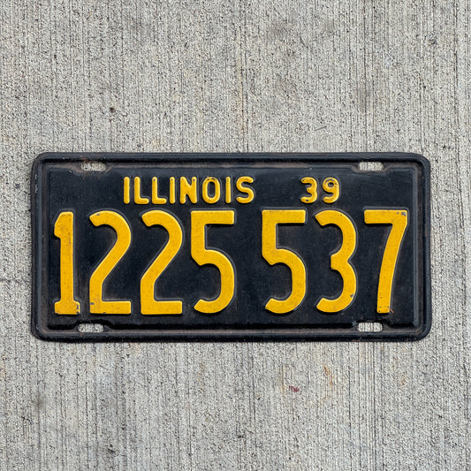 Photo of a 1939 Illinois License Plate Auto Tag Garage Decor Vintage 1 225 537 with original patina