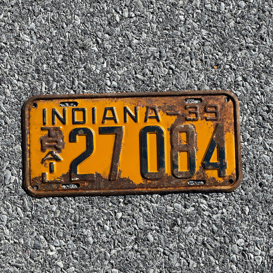Photo of a 1939 Indiana Trailer License Plate Auto Tag Garage Decor Vintage 27 084