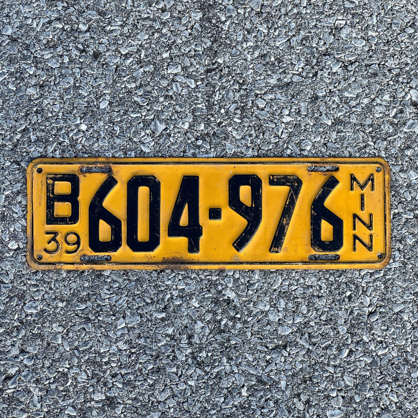 Photo of a 1939 Minnesota License Plate Auto Tag Garage Decor Vintage B 604 976