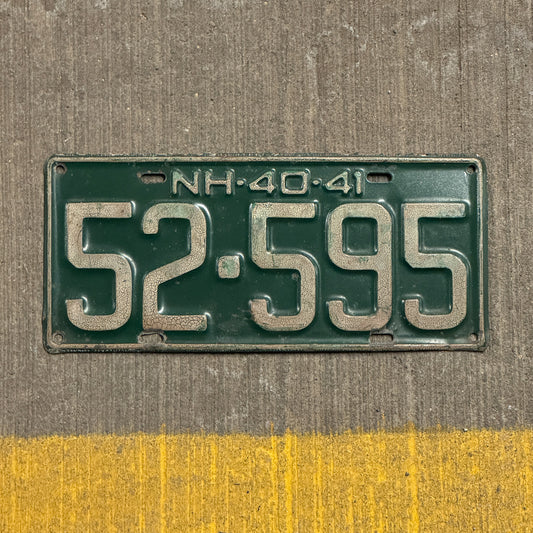 Photo of a 1940 1941 New Hampshire License Plate Auto Tag Garage Decor Vintage 52 595 with original patina