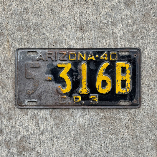 Photo of a 1940 Arizona Truck License Plate Auto Tag Garage Decor Vintage Pneumatic Tire CP 2 5 316B with original patina