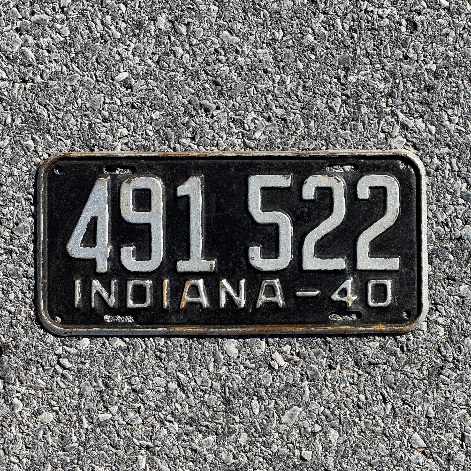 Photo of a 1940 Indiana License Plate Auto Tag Garage Decor Vintage 491522