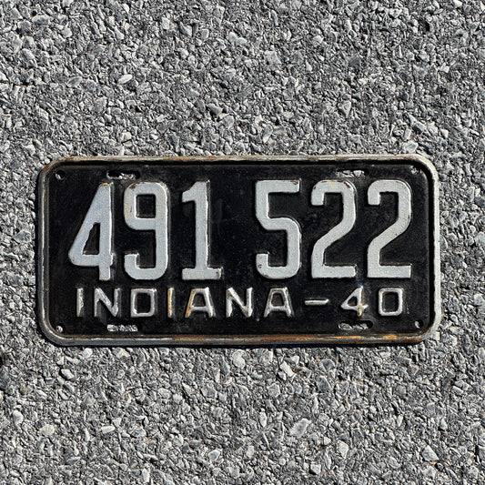 Photo of a 1940 Indiana License Plate Auto Tag Garage Decor Vintage 491522