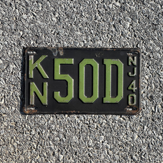 Photo of a 1940 New Jersey License Plate Auto Tag Garage Decor Vintage KN50D