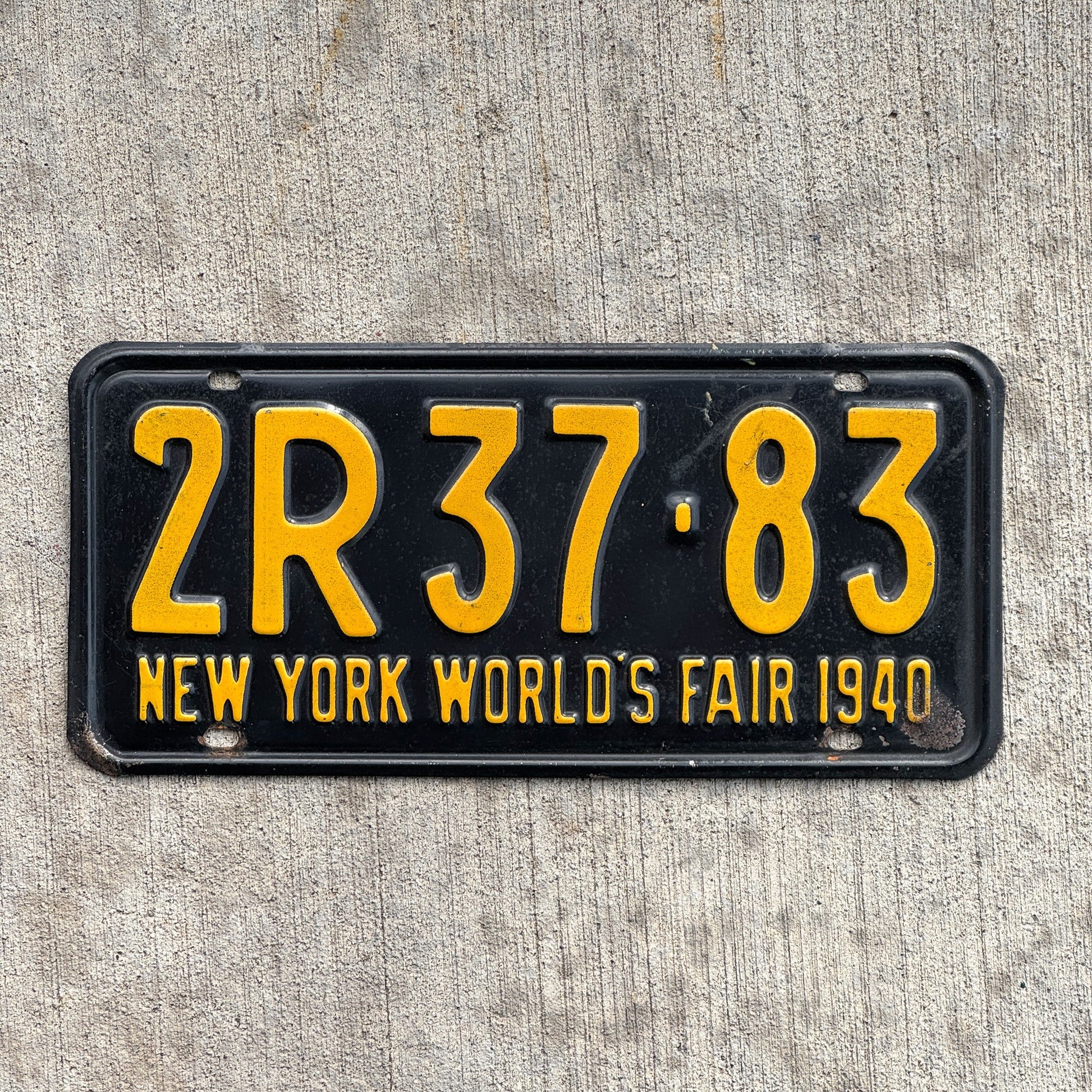 Photo of a 1940 New York License Plate Auto Tag Garage Decor Vintage High Quality 2R37 83 with original patina