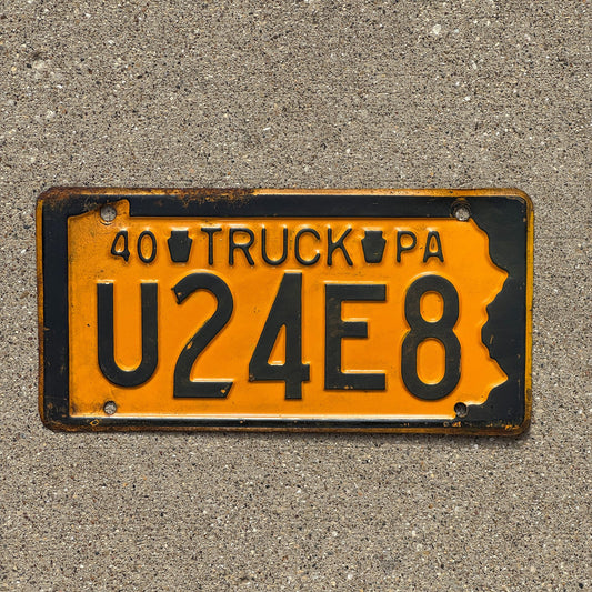 Photo of a 1940 Pennsylvania Truck License Plate Auto Tag Garage Decor Vintage U 24 E8