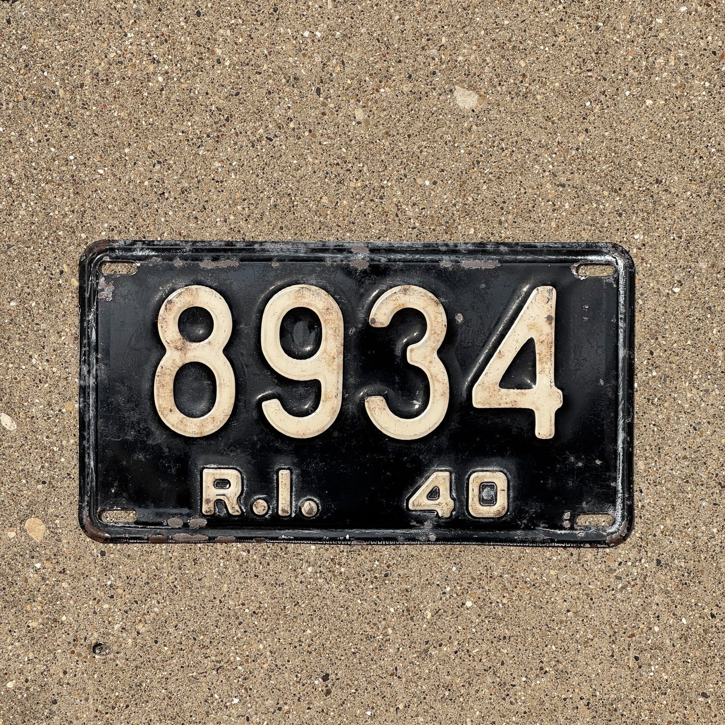Photo of a 1940 Rhode Island License Plate Auto Tag Garage Decor Vintage Four Digit 8934