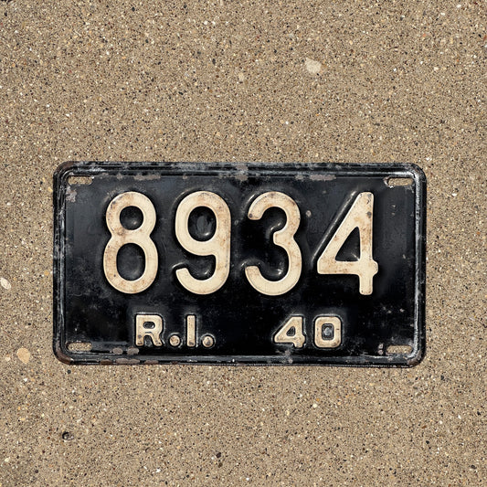 Photo of a 1940 Rhode Island License Plate Auto Tag Garage Decor Vintage Four Digit 8934